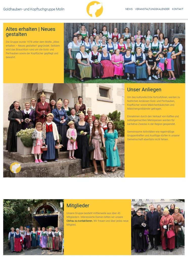 Homepage der Goldhauben- und Kopftuchgruppe Molln
