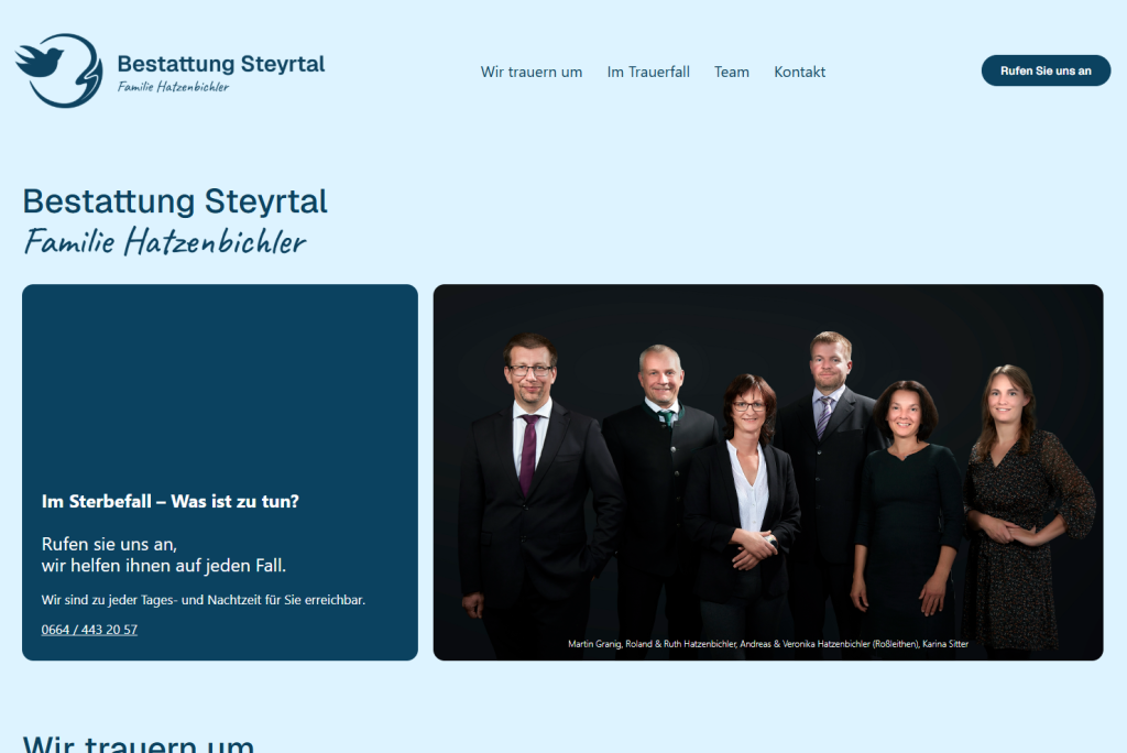 Homepage Bestattung Steyrtal